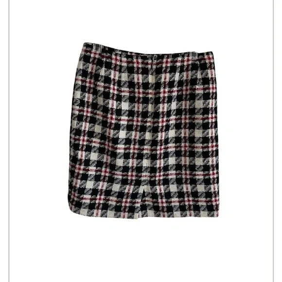 Vintage Ann Taylor Skirt 10 Wool Tweed Lined White Black Red Y2K - Picture 2 of 4